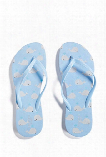 Whale Print Flip Flops