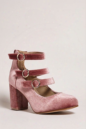 Yoki Velvet Mary Jane Heels