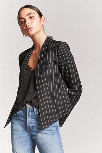 Collarless Pinstripe Blazer