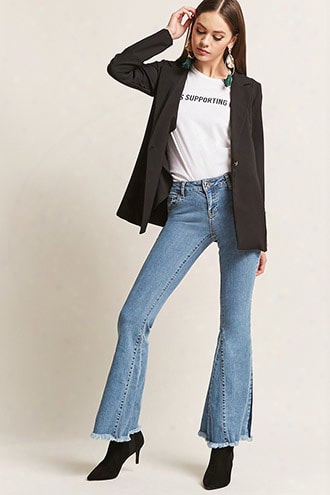 Contrast Flare Frayed Jeans