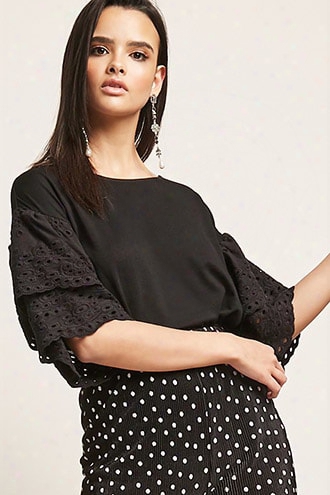 Embroidered Lace Tiered-sleeve Top