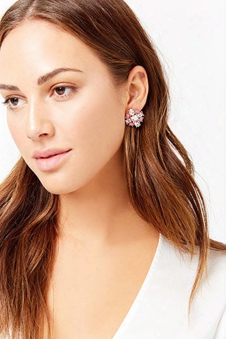 Faux Crystal & Gem Stud Earrings