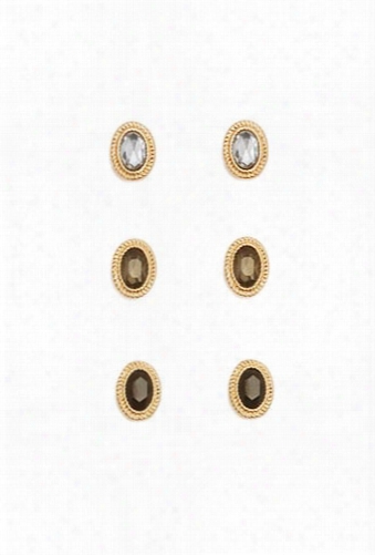 Faux Gemstone Stud Earring Set