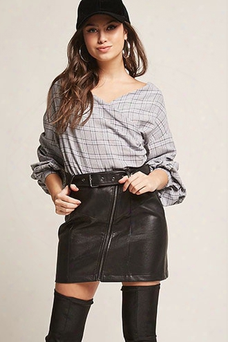 Faux Leather Belted Mini Skirt