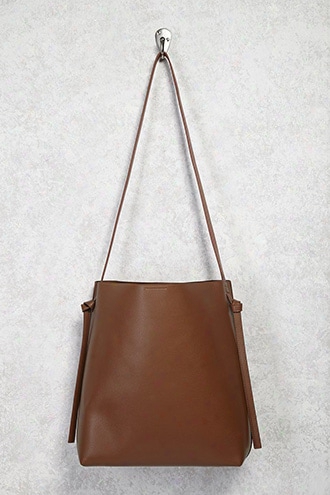 Faux Leather Shoulder Tote Bag