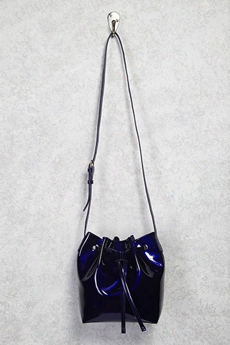 Faux Patent Leather Bucket Bag