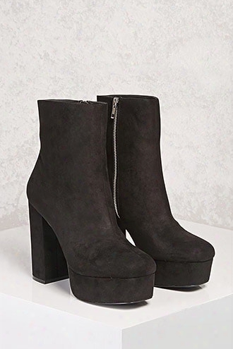 Faux Suede Platform Ankle Boots