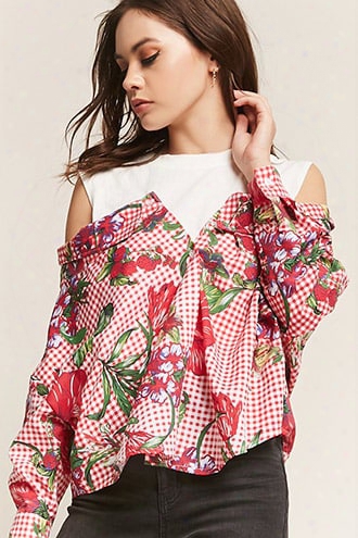 Floral Gingham Twofer Top