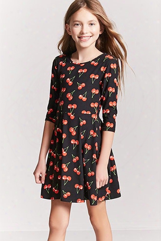 Girls Cherry Print Skater Dress (kids)