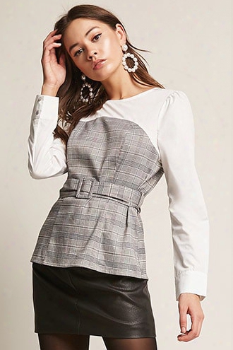 Glen Plaid Contrast Top