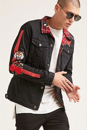 Happiness Embroidered Graphic Denim Jacket