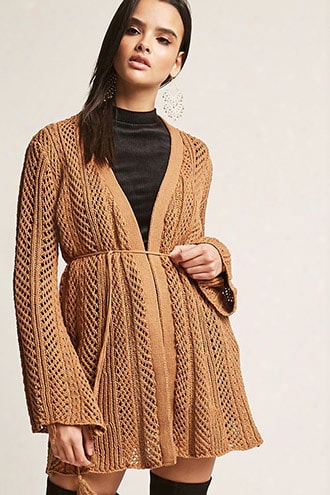 Longline Open-knit Cardigan