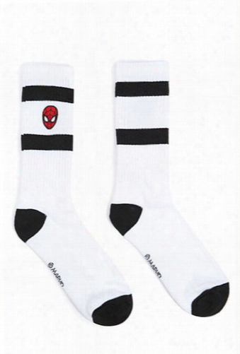 Men Spiderman Stripe Crew Socks