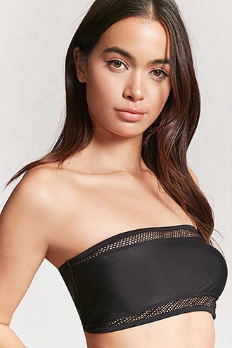 Mesh-insert Bandeau Bikini Top