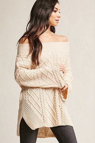 Off-the-shoulder Cable Knit Top