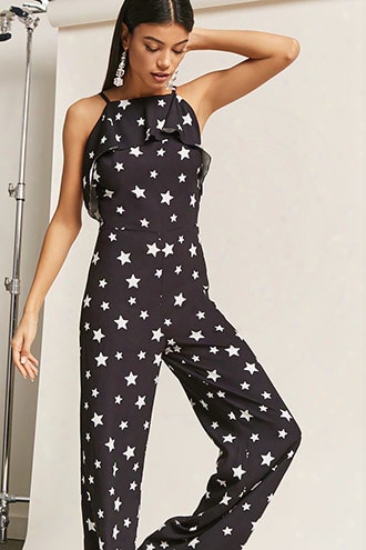Oh My Love Star Print Flounce Jumpsuit