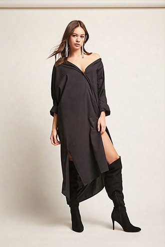 Oversized Button-front Dress