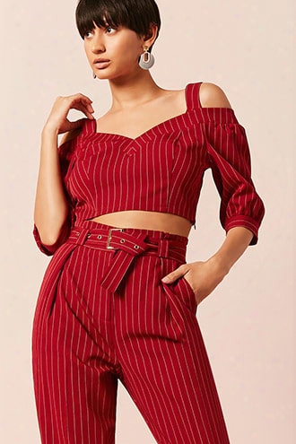 Pinstripe Crop Top & Pants Set