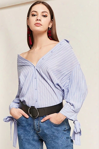 Pinstripe High-low Shirt