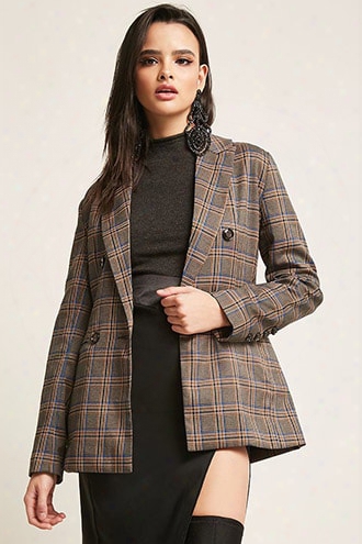 Plaid Double-breasted Blazer