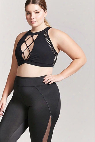 Plus Size Active Metallic-panel Cappri Leggings