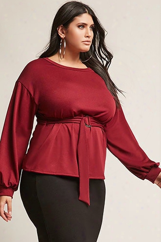 Plus Size Belted Knit Top