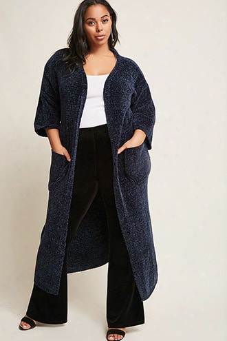 Plus Size Chenille Longline Cardigan