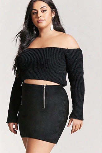 Plus Size Faux Suede Mini Skirt