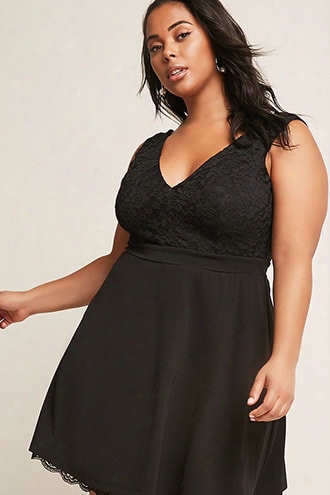 Plus Size Lace Fit & Flare Dress