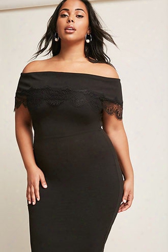 Plus Size Lace Off-the-shoulder Dress
