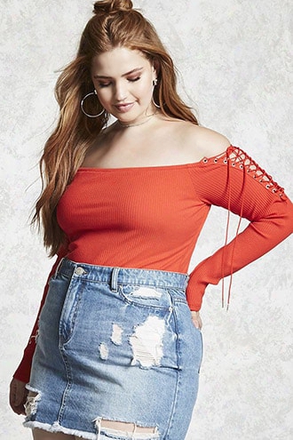 Plus Size Lace-up Bodysuit