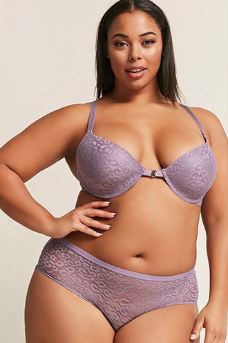 Plus Size Leopard Lace Bra & Panty Set