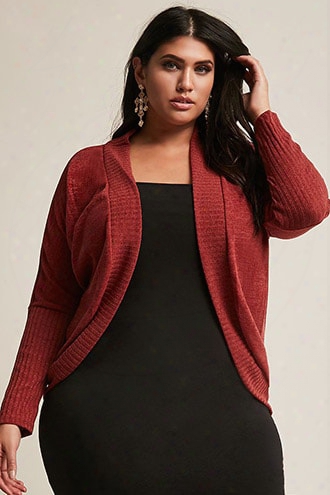 Plus Size Marled Open-front Cardigan