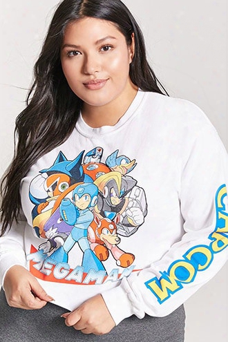 Plus Size Megaman Graphic Crop Top