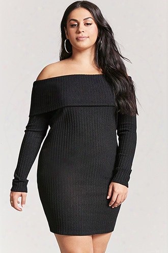 Plus Size Off-the-shoulder Sweater Dress