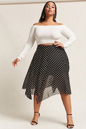 Plus Size Polka Dot Handkerchief Skirt