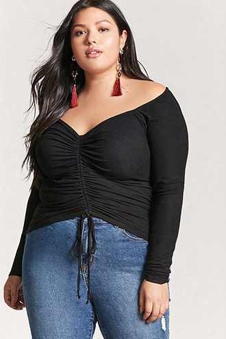 Plus Size Ribbed Ruched Rise Above