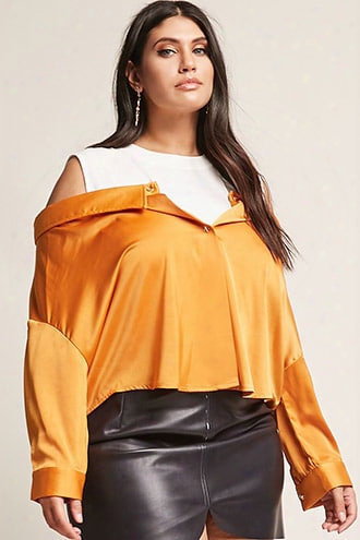 Plus Size Satin Twofer Top