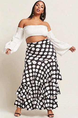 Plus Size Scuba Knit Tiered Maxi Skirt