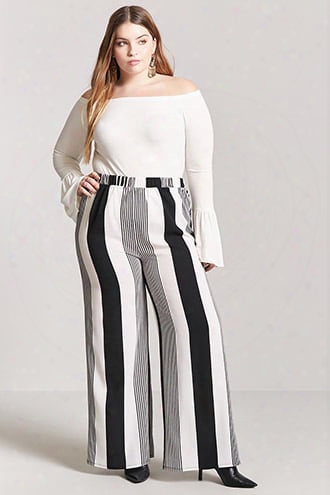 Plus Size Stripe Crepe Pants