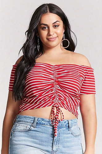 Plus Size Stripe Ruched Crop Top