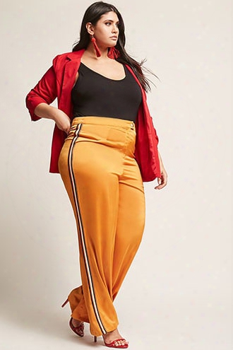 Plus Size Stripe Satin Palazzo Pants