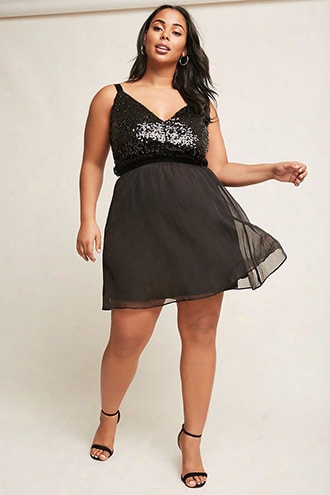 Plus Size Velvet Sequin Dress