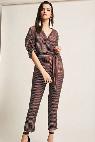 Polka Dot Surplice Jumpsuit