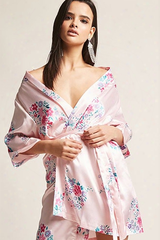 Pretty Robes Floral Print Satin Kijono