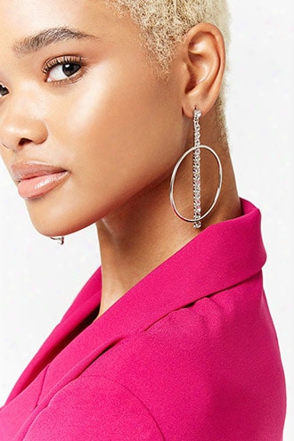 Rhinestone Drop Hoop Earrings