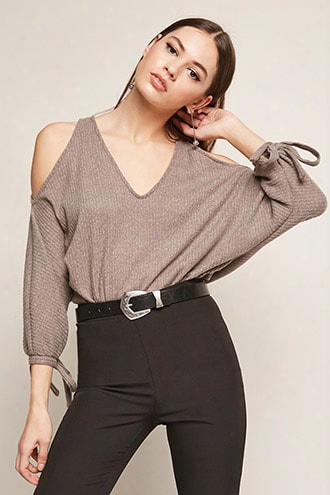 Ribbed Knit Open-shoulder Top