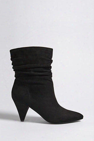 Ruched Faux Suede Ankle Boots