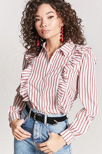 Ruffle-trim Stripe Shirt