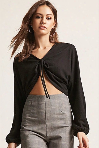 Self-tie Brushed Kni Crop Top